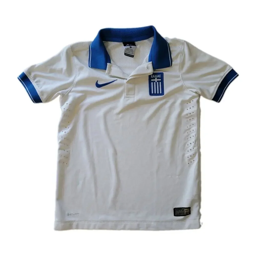 Greece National Team Boy S White 2014 Home Nike Dri-Fit Soccer Jersey World Cup